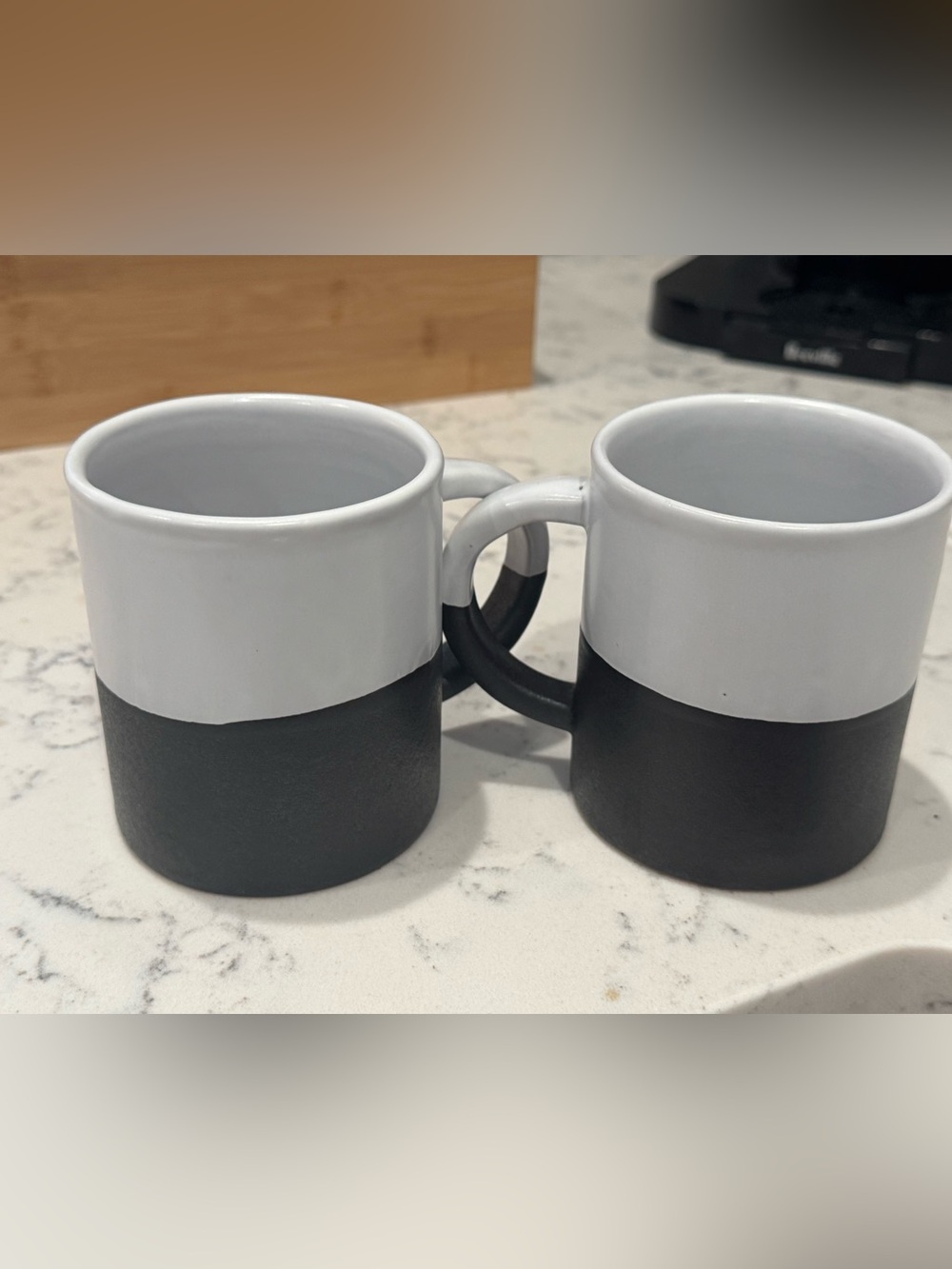 Two-Tone Black & White Ceramic Mugs – Set of 2